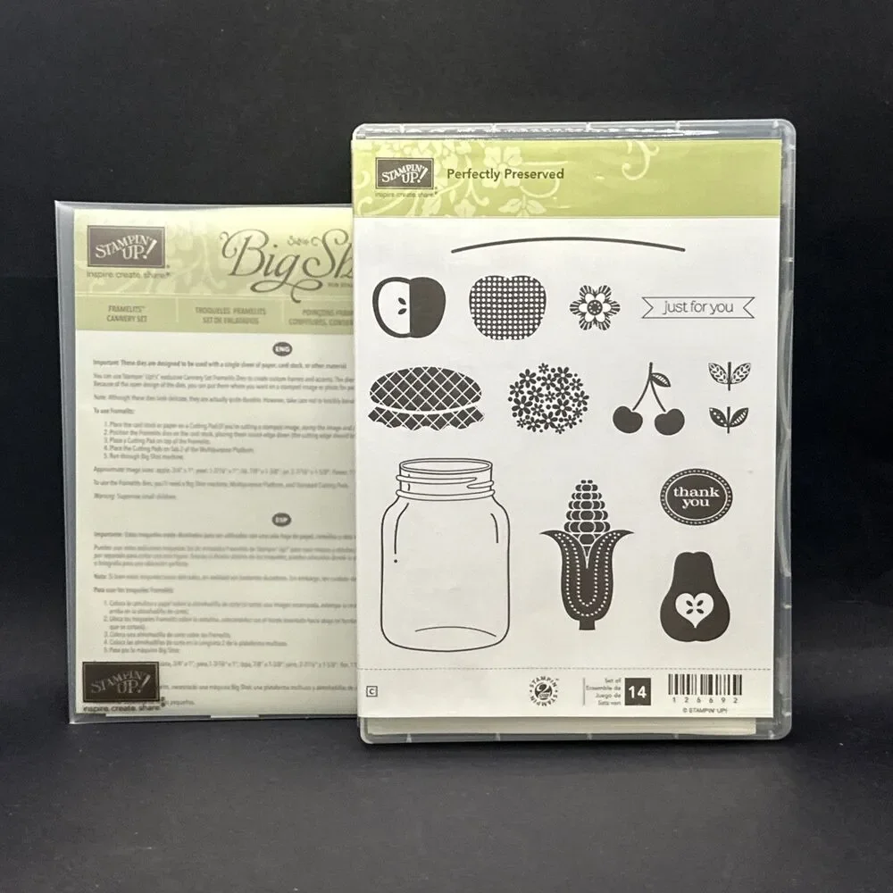 Stampin Up Perfectly Preserved 14 Stamp Set 126692 with matching cannery die set